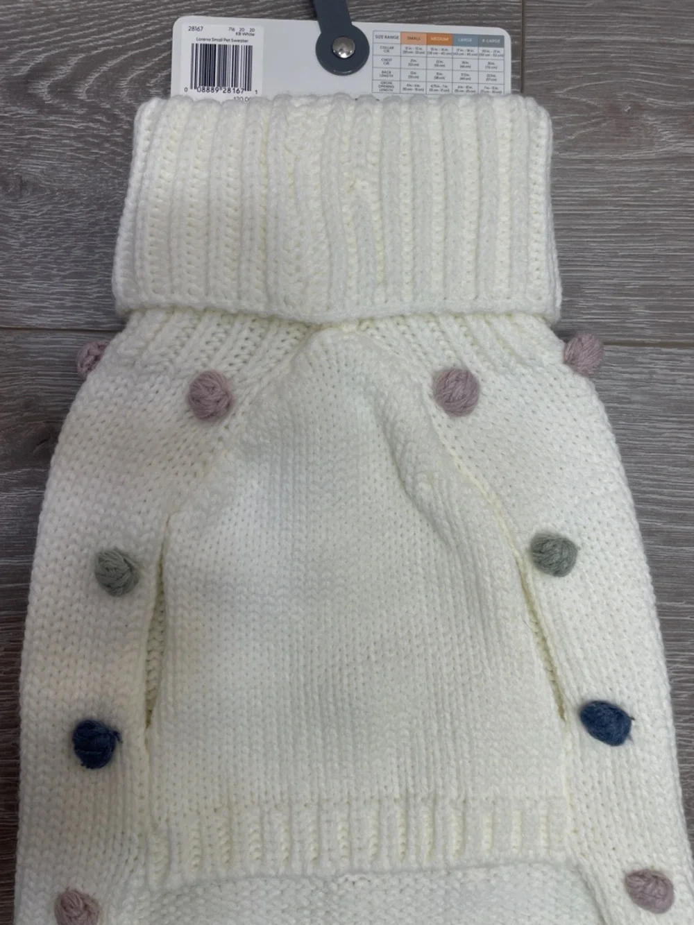 NWT Koolaburra By Ugg Lorena Pet Sweater for Dogs Multicolored Pom Poms Small